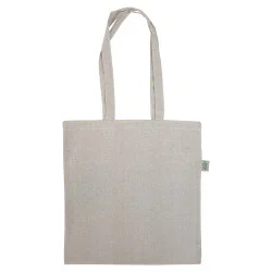 Återvunnen grå tygkasse 140 g/m² - långa handtag