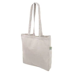 Återvunnen grå tygkasse 140g - plan botten, långa handtag