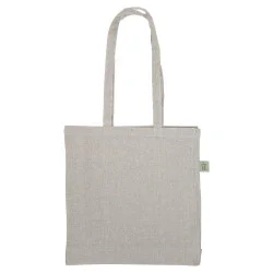 Återvunnen grå tygkasse 140g - plan botten, långa handtag