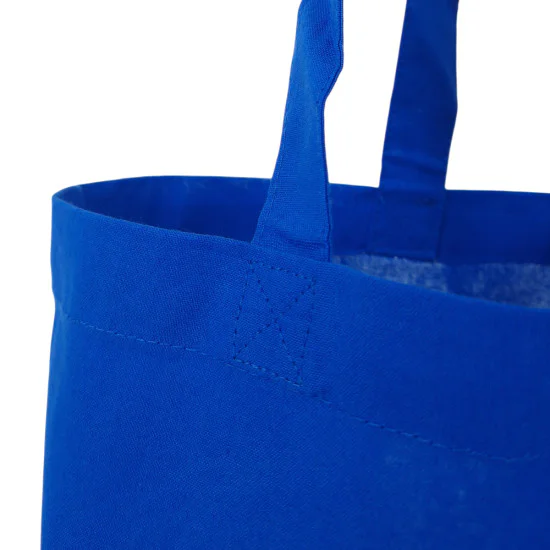 Kornblå tygkasse med långa handtag