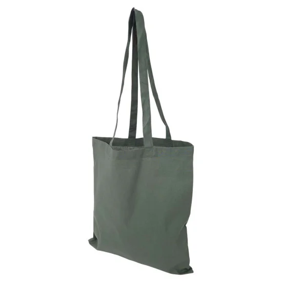 Grön-grå tygkasse 38x42cm i bomull med långa handtag