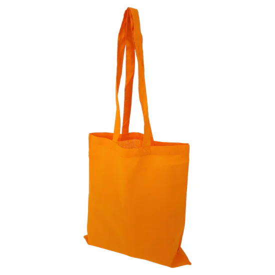 Orange tygkasse med långa axelband