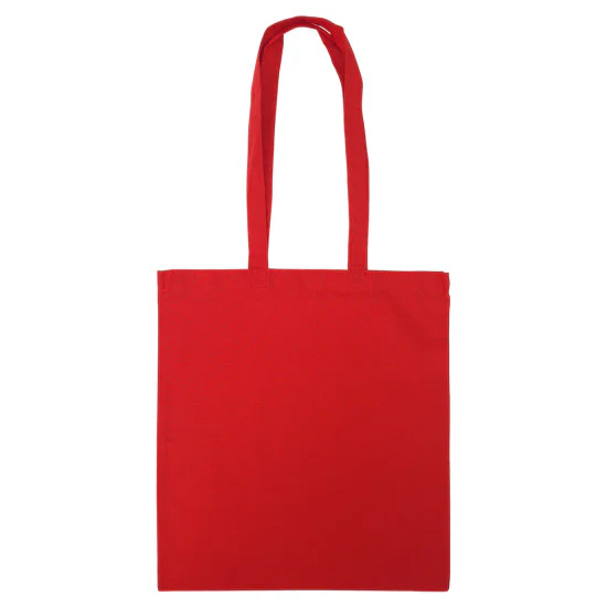 Röd tygkasse med långa axelband