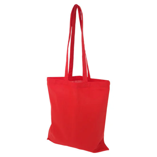 Röd tygkasse med långa axelband