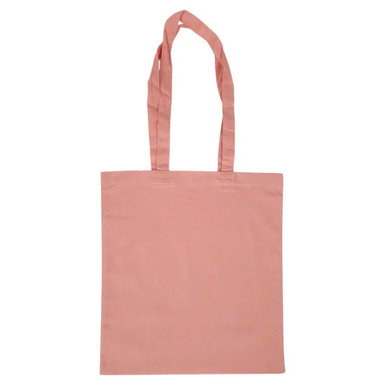 Persikofärgad tygkasse 38x42cm i bomull med långa handtag