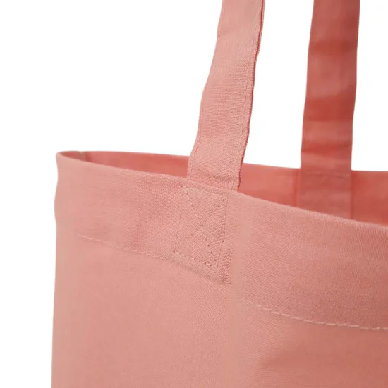 Persikofärgad tygkasse 38x42cm i bomull med långa handtag