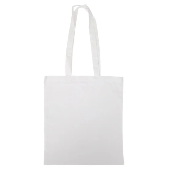 Vit tygkasse i bomull med långa handtag