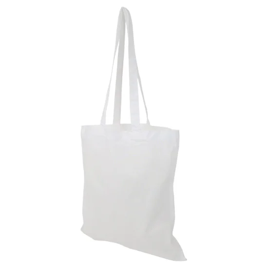 Vit tygkasse i bomull med långa handtag