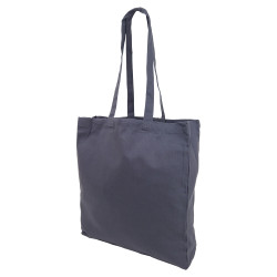 Grå kraftig tygkasse plan botten 220g - långa handtag