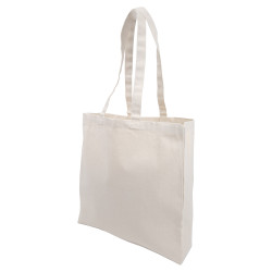 Extra kraftig naturfärgad tygkasse 340 g/m² - långa handtag