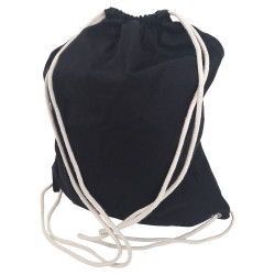 Tygpåse svart med dubbla snören - 38x46 cm i bomull